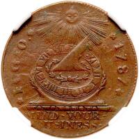 1787 Fugio Cent. Pointed rays, cinquefoils. 'STATES UNITED'