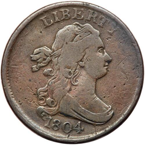 1804 Bust 1/2C. Crosslet 4, Stemless