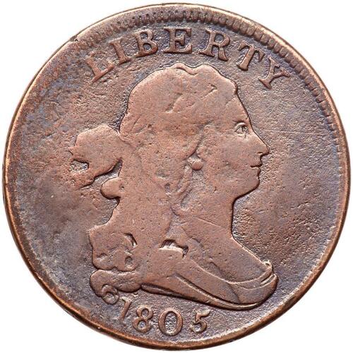 1805 Bust 1/2C. Sm 5, Stems