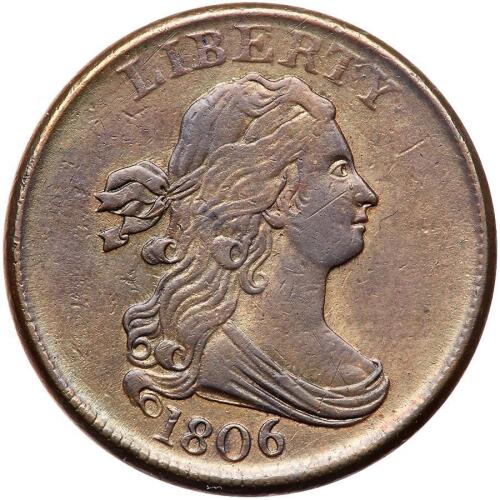1806 Bust 1/2C. Sm 6, Stemless