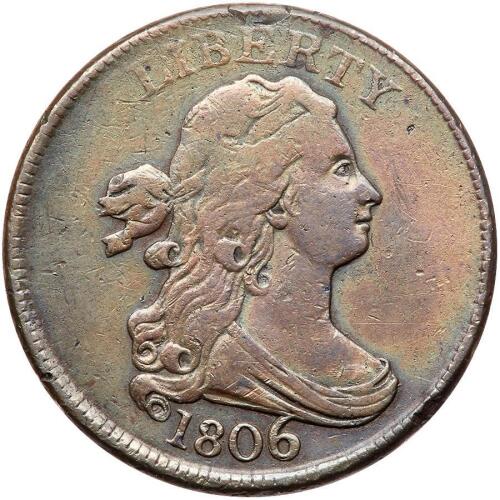 1806 Bust 1/2C. Lg 6, Stems