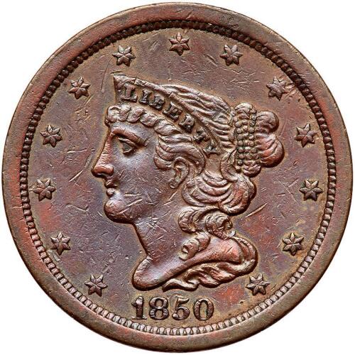 1850 Coronet Head 1/2C
