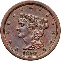 1850 Coronet Head 1/2C