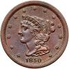 1850 Coronet Head 1/2C