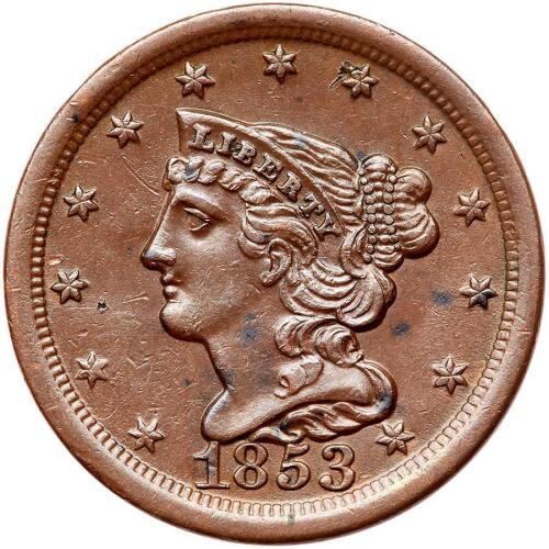 1853 Coronet Head 1/2C