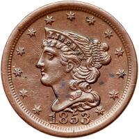 1853 Coronet Head 1/2C