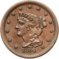 1854 Coronet Head 1/2C