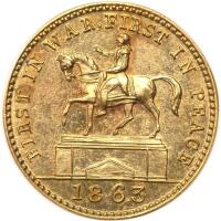 1863. Gold Uniface Token Washington on Horseback
