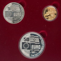 Yitzhak Rabin Set of Gold, Silver and Copper-Nickel "Euros."