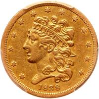 1838 $5 Classic Head
