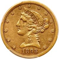 1893-CC $5 Liberty
