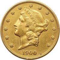 WITHDRAWN - 1900 $20 Liberty Sharpness of Almost Unc