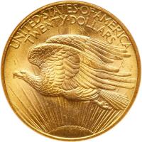 1908 $20 St. Gaudens. No Motto NGC MS63