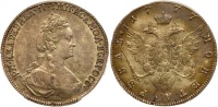 Russia. Rouble, 1777-SPB FP. PCGS graded About Unc Detail (Cleaned)
