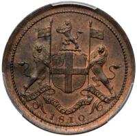 Malay States: Penang. &Acirc;&frac12; Pice (&Acirc;&frac12; Cent), 1810