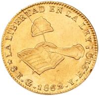 Mexico. 8 Escudos, 1862-Go YE