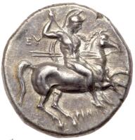 Calabria, Tarentum. Ca. 280-272 BC. Silver Nomos (stater) 6.40 g.