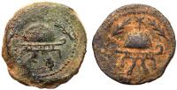 Herod I, 37-4 BCE. AE 4 Prutut. Lot of 2 coins