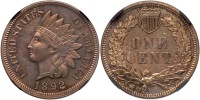 1892 Indian Head Cent. NGC graded PF62 RB iridescent toning
