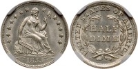 1855 Liberty Seated Half Dime. NGC graded MS64