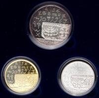 Israel. Gold 10 New Sheqalim plus Silver 2 and 1 New Sheqel, 1990