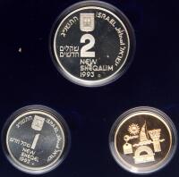 Israel. Gold 10 New Sheqalim plus Silver 2 and 1 New Sheqel, 1993