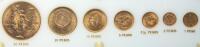 Mexico. 50 Pesos to 1 Peso Gold Type Set: 50 Pesos, 1947; 20 Pesos, 1959; 10 Pesos, 1959; 5 Pesos, 1955; 2&Acirc;&frac12; Pesos, 1945; 2 Peso