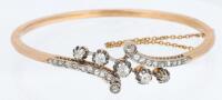 Beautiful 18K Victorian Hinged Bangle Bracelet Rose Cut and Old Mine Cut Diamonds. A Wonderful Piece