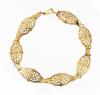 Ladies Delicate 14K Yellow Gold Bracelet with Seven Oval Links of Lovely, Open Filigree Work