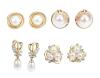 Ladies Premiere Collection of 4 Pair of 14K Yellow Gold and Pearl Earrings in Nmint Condition.
