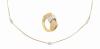 Ladies 18K Yellow & White Gold Ring Resplendent in Melee Diamonds and Baguettes Plus a 14K Gold Necklace, with 5 Diamonds Set Ev