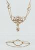 Lovely Late Victorian Filigree Pendant Necklace and Matching Seed Pearl Pin in 14K Yellow Gold