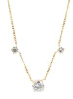 Simple Elegance: Ladies 18K Yellow Gold Necklace Totaling Just at 2 Carats with Center Stone at 1.5 Carats
