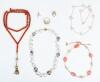 Ladies Treasures from Under the Sea. 14/18K Gold Necklaces of Coral, Baroque, Coin, Mabe and Seed Pearls