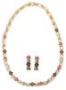 Ladies Delightful Sterling Silver Necklace and Earrings with Gilt Gold Overlay with Semi-Precious Stones. Perfect Travel Jewelry - 2