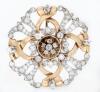 Ladies Antique and Spectacular Platinum and 14K Yellow Gold Old European Cut Diamond Pin of Exquisite Craftsmanship