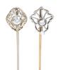 Exceptional Antique Art Deco Style Diamond Stick Pins for the Lady and the Gentleman with a Single .25 Carat Old Mine Cut Diamon