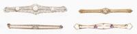 Late Victorian Pins, Three in 14K Yellow or White Gold, One in 10K Gold. Two have Diamond Accents, One Having Fine Opals
