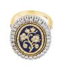 Ladies Regal, 14K Yellow and White Gold 1.5 Carat Diamond Ring with Exceptional Enamel Work and Gold Inlay