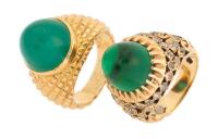 Ladies Pair of 18K Yellow Gold Ring Domed Rings