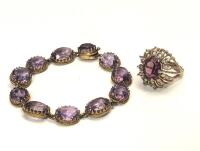 WITHDRAWN - Ladies Appealing, Vintage, Victorian Style Lavender Amethyst Link Bracelet.
Also Included a Contemporary 10K Cocktail Ring