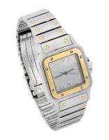 For the Lady or Gentleman, the Cartier Santos Galb&Atilde;&copy;e Wristwatch in 18K Yellow Gold and Stainless Steel, Quartz Ref, Keeps Perfe