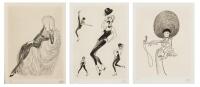 Hirschfeld, Al. "Lena Horne", "Shirley MacLaine", & "Marlene Dietrich at the Palace" Signed & Numbered Lithograph.