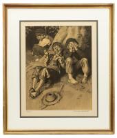 Norman Rockwell Sepia Collotype, Tom Sawyer Suite: First Smoke