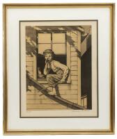 Norman Rockwell Sepia Collotype, Tom Sawyer Suite: Tom Sawyer Sneaking Out the Window