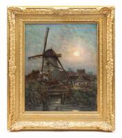 Chabanian, Ars&Atilde;&uml;ne. Sunset Over Kinderdijk (Original Oil on Canvas, ca. 1920)