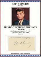Kennedy, John F. Cut Signature Very Likely as President. Excellent Condition.