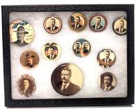 Roosevelt, Theodore "Teddy", Twelve (12) Scarce, Vintage Original Campaign Buttons. Fine to Choice Condition