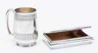 Two Handsome Sterling Silver Pieces: Antique Cigarette Box and Heavy Sterling Silver Mug