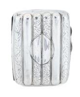 Sterling Silver Ribbed Cigarette Case with Foliate Designs